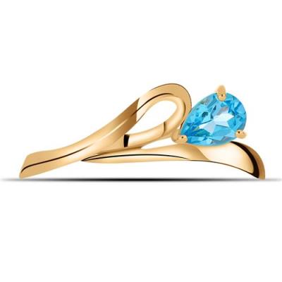 BUY BROOCH WITH NATURAL SWISS BLUE TOPAZ GEMSTONE IN GOLD PLATED FINISH
