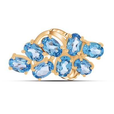 BUY BROOCH WITH NATURAL SWISS BLUE TOPAZ GEMSTONE IN GOLD PLATED