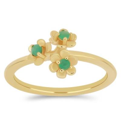 EMERALD FLORAL RING IN 925 STERLING SILVER - Wholesale 00s from JewelPin, India