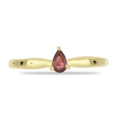BUY 925 SILVER GOLD PALTED WITH GLASS FILLED RUBY GEMSTONE RING