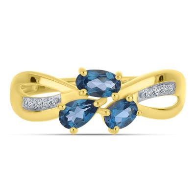 BUY 14K GOLD LONDON BLUE TOPAZ RING – ELEGANT FLORAL CLUSTER DESIGN