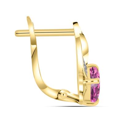 BUY 14K GOLD WITH NARURAL PINK TOPAZ GEMSTONE EARRING
