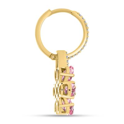 BUY 14K GOLD PINK TOPAZ GEMSTONE FLORAL EARRINGS