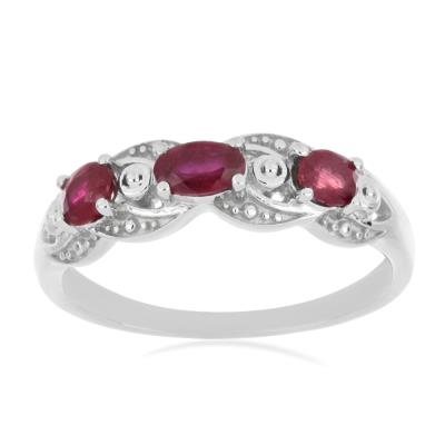 BUY NATURAL GLASS FILLED RUBY GEMSTONE RING IN 925 STERLING SILVER 