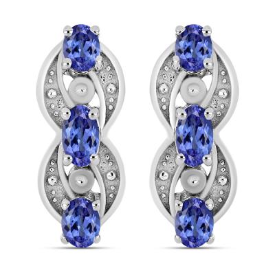 BUY NATURAL TANZANITE GEMSTONE EARRING IN 925 SILVER 