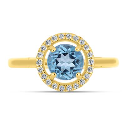 BUY 14K GOLD WITH SWISS BLUE TOPAZ GEMSTONE RING