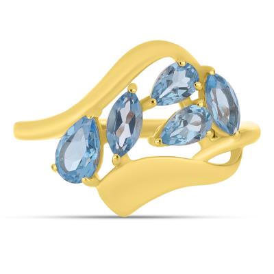Bulk 14K Gold Aquamarine Five-Stone Mixed-Cut Wrap Ring - Wholesale Gold Ring Manufacturers in Europe