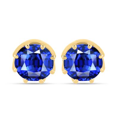 BUY BLUE SAPPHIRE GEMSTONE SINGLE STONE EARRING IN 14K GOLD