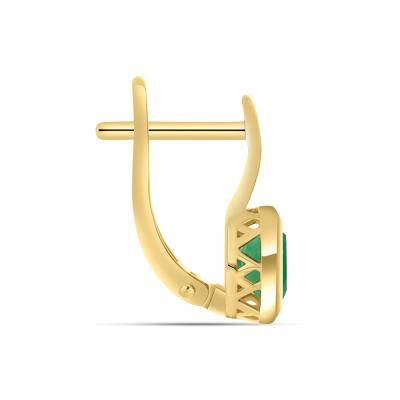 BUY 14K GOLD WITH NATURAL EMAERALD GEMSTONE EARRING