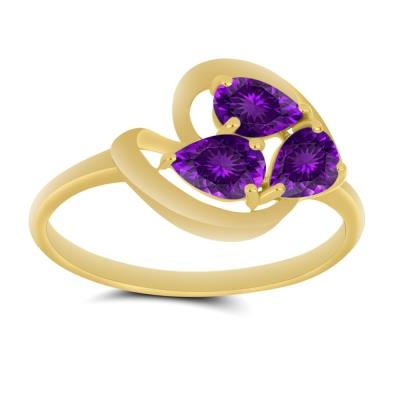 Wholesale 14K Gold Pear Amethyst Contoured Swirl Ring Supplier for Bulk Orders
