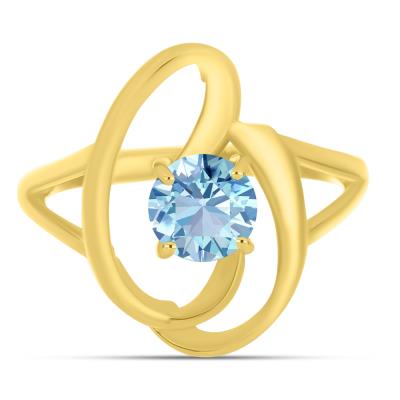 Wholesale 14K Gold Round Aquamarine Solitaire Open-Frame Ring - Jewelry Suppliers USA