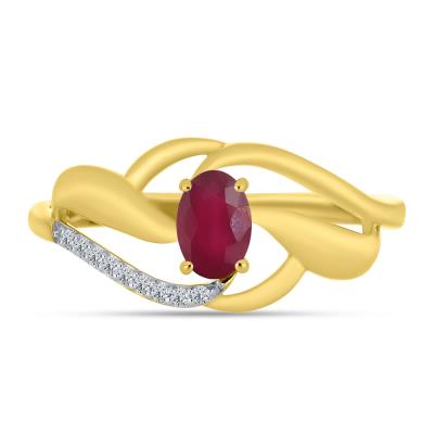 BUY NATURAL GLASS FILLED RUBY GEMSTONE RING IN 14K GOLD