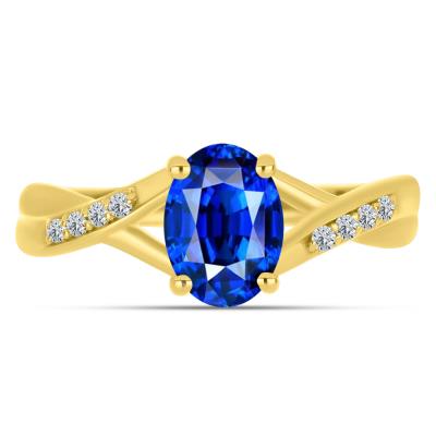 BUY NATURAL BLUE SAPPHIRE GEMSTONE RING IN 14K GOLD 