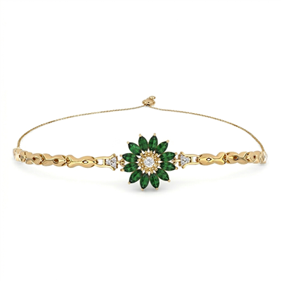 BUY 14K YELLOW GOLD WITH GREEN TOURMALINE GEMSTONE BRACELET