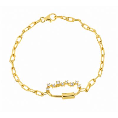 BUY 925 SILVER GOLD PLATED AFRICAN WHITE TOPAZ PAPERCLIP CHAIN BRACELET