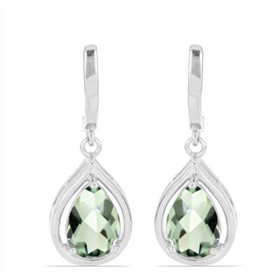 BUY 925 SILVER WITH GREEN AMETHYST GEMSTONE GOLD PLATED EARRING