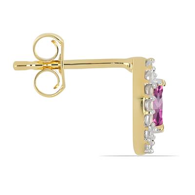 BUY 14K GOLD NATURAL PINK TOPAZ GEMSTONE HALO RING WITH WHITE DIAMOND