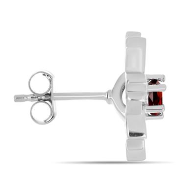 BUY 925 SILVER FLORRAL EARRING WITH GARNET GEMSTONE 