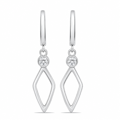 BUY STERLING SILVER WITH WHITE MOISSANITE GEMSTONE DROP EARRING 