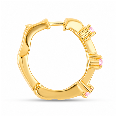 BUY 925 SILVER GOLD PLATED MOLTEN EARRING WITH ROSE QUARTZ GEMSTONE 