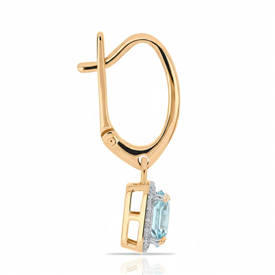 BUY 14K GOLD WITH AQUAMARINE GEMSTONE EARRING
