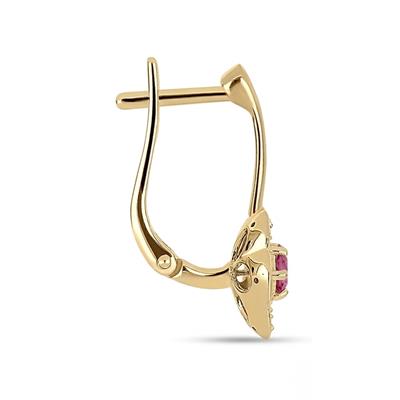 BUY 14K GOLD WITH PINK TOURMALINE GEMSTONE EARRING