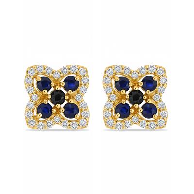 BUY 14K GOLD WITH BLUE SAPPHIRE GEMSTONE EARRING