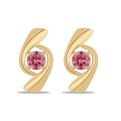 BUY 14K GOLD WITH  PINK TOURMALINE GEMSTONE  EARRING