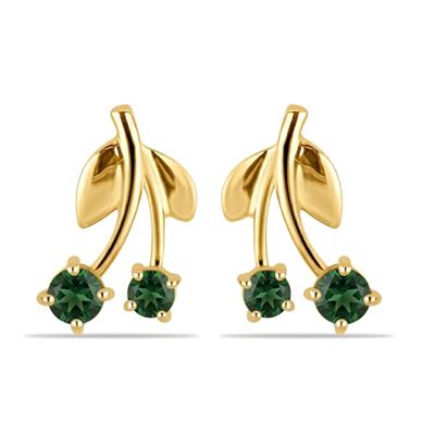 BUY 14K YELLOW GOLD WITH GREEN TOURMALINE GEMSTONE EARRING