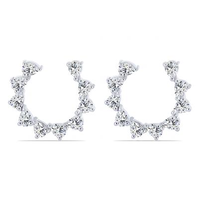 BUY 925 STERLING SILVER WHITE MOISSANITE GEMSTONE HOOPS EARRING