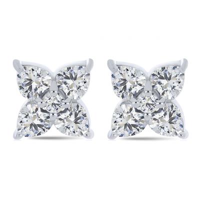 BUY 925 SILVER FLORAL EARRING WITH WHITE MOISSANITE GEMSTONE EARRING