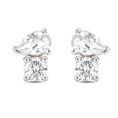 BUY 925 SILVER WITH WHITE MOISSANITE GEMSTONE TWO STONE EARRNG