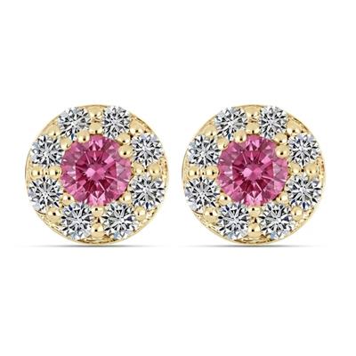 BUY STUD EARRING 14K GOLD WITH PINK TOURMALIEN GEMSTONE