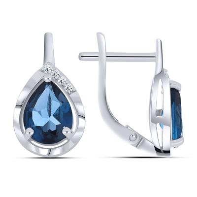 BUY 925 SILVER WITH LONDON BLUE TOPAZ GEMSTONE EARRING