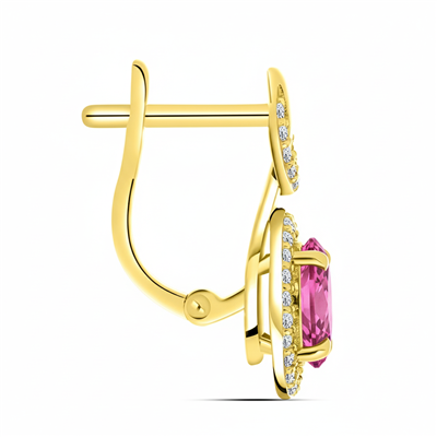 BUY 1K YELLOW GOLD EARRING WITH PINK TOPAZ GEMSTONE