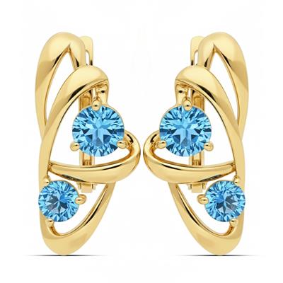 BUY 14K GOLD WITH NATURAL AQUAMARINE GEMSTONE EARRING