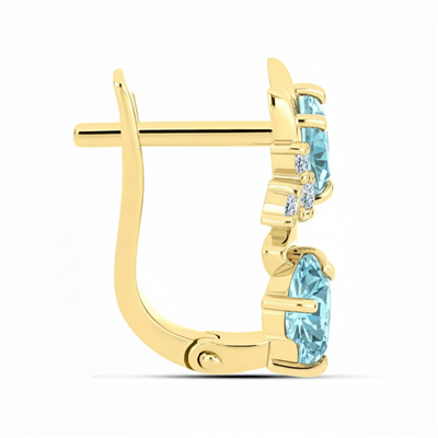 Bulk 14K Gold Pear-Cut Aquamarine Floral Cluster Studs Secure Lock Back Botanical Earrings - Wholesale Modern Cluster Jewelry Exporter USA