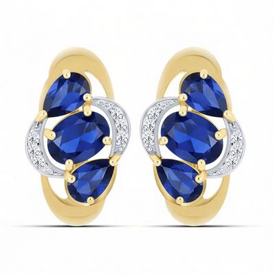 BUY 14K WITH NATURAL BLUE SAPPHIRE GEMSTONE EARRING