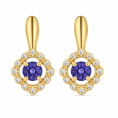 BUY 14K YELLOW GOLD WITH TANZANITE GEMSTONE EARRING