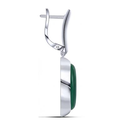 BUY 925 SILVER MOLTEN WITH GREEN ONYX GEMSTONE EARRING