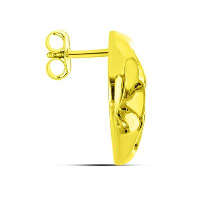 BUY 925 SILVER PLAIN MOLTEN METAL EARRINGS IN GOLD PLATED FINISH