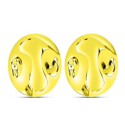 BUY 925 SILVER PLAIN MOLTEN METAL EARRINGS IN GOLD PLATED FINISH