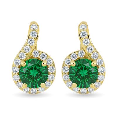 BUY 14K YELLOW GOLD WITH EMERALD GEMSTONE EARRING