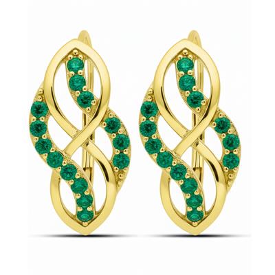 BUY 14K GOLD WITH NATURAL EMERALD GEMSTONE EARRING