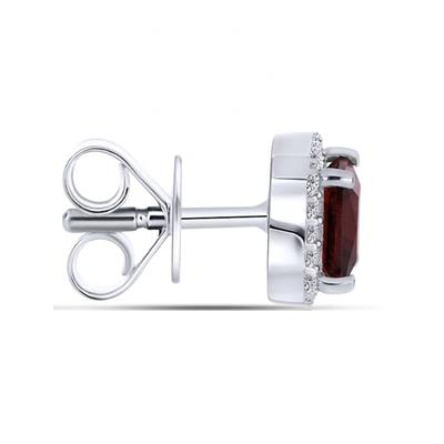 BUY 925 SILVER EARRING GARNET GEMSTONE HALO EARRING 
