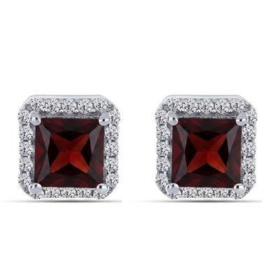 BUY 925 SILVER EARRING GARNET GEMSTONE HALO EARRING 