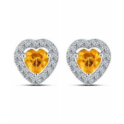 BUY 925 SILVER NATURAL CITRINE GEMSTONE HEART SHAPE EARRING