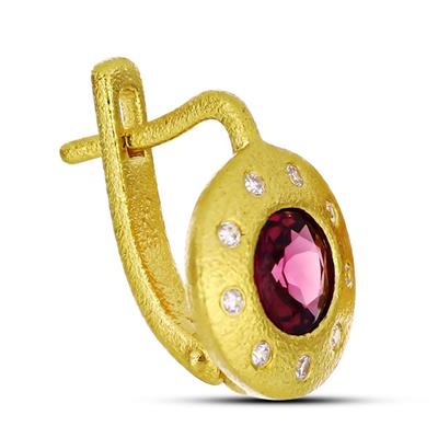BUY 925 SILVER WITH RHODOLITE GEMSTONE MOLTEN EARRINGS