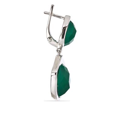 BUY 925 SILVER WITH NATURAL GREEN ONYX GEMSTONE MOLTEN METAL EARRING 