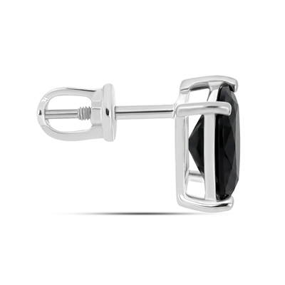 BUY 925 STERLING SILVER ONE STONE EARRING WITH NATURAL BLACK ONYX GEMSTONE